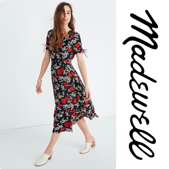 Madewell Dresses & Skirts - Madewell Peekaboo-Sleeve Midi Dress